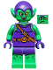 Minifig No: sh196  Name: Green Goblin - Bright Green Skin, Dark Purple Outfit, Large Yellow Eyes