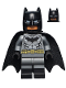 Minifig No: sh204  Name: Batman - Dark Bluish Gray Suit, Gold Belt, Black Hands, Spongy Cape, Black Boots