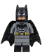 Minifig No: sh218  Name: Batman - Dark Bluish Gray Suit, Gold Belt, Black Hands, Spongy Cape, Large Bat Logo