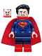 Minifig No: sh220  Name: Superman - Dark Blue Suit, Tousled Hair, Red Boots