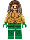 Minifig No: sh525  Name: Aquaman - Dark Brown Long Hair, Green Legs