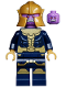 Minifig No: sh613  Name: Thanos - Dark Blue Legs Printed, Dark Blue Arms, Pearl Gold Helmet
