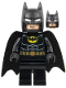 Minifig No: sh886  Name: Batman - Black Suit, Gold Belt, Cowl with White Eyes, Smirk / Goggles and Frown