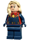 Minifig No: sh911  Name: Captain Marvel (Carol Danvers) - Tan Hair over Shoulder