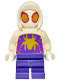 Minifig No: sh954  Name: Ghost-Spider - Dark Purple Medium Legs, White Hood, Gold Spider Logo and Eyes