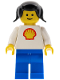 Minifig No: shell004  Name: Shell - Classic - Blue Legs, Black Pigtails Hair