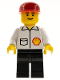 Minifig No: shell008  Name: Shell - Jacket, Black Legs, Red Cap, Eyebrows