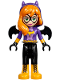 Minifig No: shg001  Name: Batgirl (Light Nougat) - Mini Doll, Black Legs, Bright Light Orange Boots