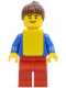 Minifig No: soc050  Name: Soccer Player Womens Team, Brown Ponytail Hair, No Freckles, Yellow Vest