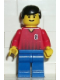 Minifig No: soc065  Name: Soccer Player - Red and Blue Team with Number 8