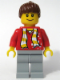 Minifig No: soc115s  Name: Soccer Fan Red - Sand Blue Legs, Striped Scarf and Dots Pattern Torso Sticker