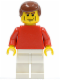 Minifig No: soc120  Name: Plain Red Torso with Red Arms, White Legs, Reddish Brown Male Hair (Soccer Player)