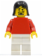 Minifig No: soc133  Name: Plain Red Torso with Red Arms, White Legs, Black Female Hair, Moustache (Soccer Player)