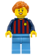 Minifig No: soc146  Name: Soccer Fan - FC Barcelona, Female, Medium Blue Legs