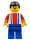 Minifig No: soc150  Name: Soccer Player - Red, White, and Blue Team with Number 4 on Back