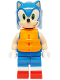 Minifig No: son024  Name: Sonic the Hedgehog - Light Nougat Face and Arms, Grin to Left, Orange Life Jacket