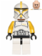 Minifig No: sw0481  Name: Clone Trooper Commander (Phase 1) - Yellow Arms, Scowl