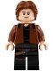 Minifig No: sw0921  Name: Han Solo, Black Legs with Holster Pattern, Brown Jacket with Black Shoulders