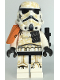 Minifig No: sw1132  Name: Sandtrooper Squad Leader (Captain) - Dual Molded Helmet, Orange Pauldron, Ammo Pouch, Dirt Stains, Survival Backpack, Frown