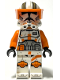 Minifig No: sw1233  Name: Clone Trooper Commander Cody, 212th Attack Battalion (Phase 2) - Orange Visor, Nougat Head, Helmet with Holes, Printed Legs