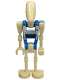 Minifig No: sw1338  Name: Battle Droid Pilot with Blue Torso with Tan Insignia with Chest Badge and One Straight Arm