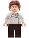 Minifig No: sw1371  Name: Han Solo - White Shirt with Wrinkles on Front and Back, Dark Brown Legs, Wavy Hair