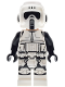 Minifig No: sw1514  Name: Imperial Scout Trooper - Male, Dual Molded Helmet, Belt with Small Dots on Back, Light Nougat Head, Dark Brown Eyebrows, Frown
