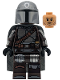 Minifig No: sw1528  Name: The Mandalorian / Din Djarin / 'Mando' - Silver Beskar Armor, Cape, Printed Head, Reddish Brown and Dark Silver Knee Pads