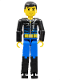Minifig No: tech002  Name: Technic Figure Blue Legs, Black Top with Zippered Wetsuit Pattern (Diver)