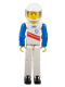 Minifig No: tech003a  Name: Technic Figure White Legs, White Top with Red Stripes Pattern, Blue Arms, White Helmet (Skier)