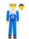 Minifig No: tech005a  Name: Technic Figure Blue Legs, White Top with Blue Technic Logo, Blue Arms, White Helmet