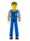 Minifig No: tech015  Name: Technic Figure Blue Legs, Blue Top with Zipper and Pockets, Light Gray Arms