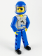 Minifig No: tech021a  Name: Technic Figure Blue Legs, Light Gray Top with Orca Pattern, Blue Arms, Blue Helmet