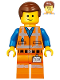 Minifig No: tlm142  Name: Emmet - Lopsided Smile / Angry, Worn Uniform