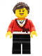 Minifig No: tls088a  Name: LEGO Brand Store Female, Sweater Cropped with Bow, Heart Necklace, Black Legs, Dark Brown Hair with Ponytail