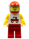 Minifig No: trc005  Name: Trucker - Red Legs, Red Helmet, Trans-Light Blue Visor