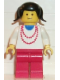 Minifig No: trn007  Name: Necklace Red - Red Legs, Black Pigtails Hair