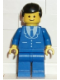 Minifig No: trn027  Name: Suit with 3 Buttons Blue - Blue Legs, Black Male Hair