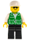 Minifig No: trn030  Name: Jacket Green with 2 Large Pockets - Black Legs, White Cap