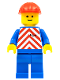 Minifig No: trn049  Name: Red & White Stripes - Blue Legs, Red Construction Helmet