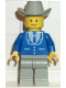 Minifig No: trn084  Name: Suit with 3 Buttons Blue - Light Gray Legs, Light Gray Cowboy Hat