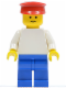 Minifig No: trn109  Name: Plain White Torso with White Arms, Blue Legs, Red Hat
