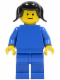 Minifig No: trn110  Name: Plain Blue Torso with Blue Arms, Blue Legs, Black Pigtails Hair