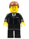 Minifig No: trn142  Name: Suit Black, Reddish Brown Male Hair, Thin Grin with Teeth