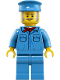 Minifig No: trn254  Name: Train Worker - Male, Medium Blue Hat, Medium Blue Shirt with Red Bandana, Medium Blue Legs