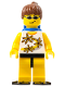 Minifig No: twn063a  Name: Yellow Flowers - Reddish Brown Ponytail Hair, Blue Air Tanks, Black Flippers