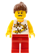 Minifig No: twn141  Name: Yellow Flowers - Reddish Brown Ponytail Hair, Red Legs