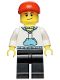 Minifig No: twn225  Name: White Hoodie with Medium Blue Pocket, Black Legs, Red Short Bill Cap, Crooked Smile