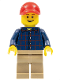 Minifig No: twn246  Name: Plaid Button Shirt, Dark Tan Legs, Red Cap with Hole, Lopsided Grin with Teeth