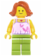 Minifig No: twn249  Name: Mom, Bright Pink Top with Butterflies and Flowers, Lime Legs